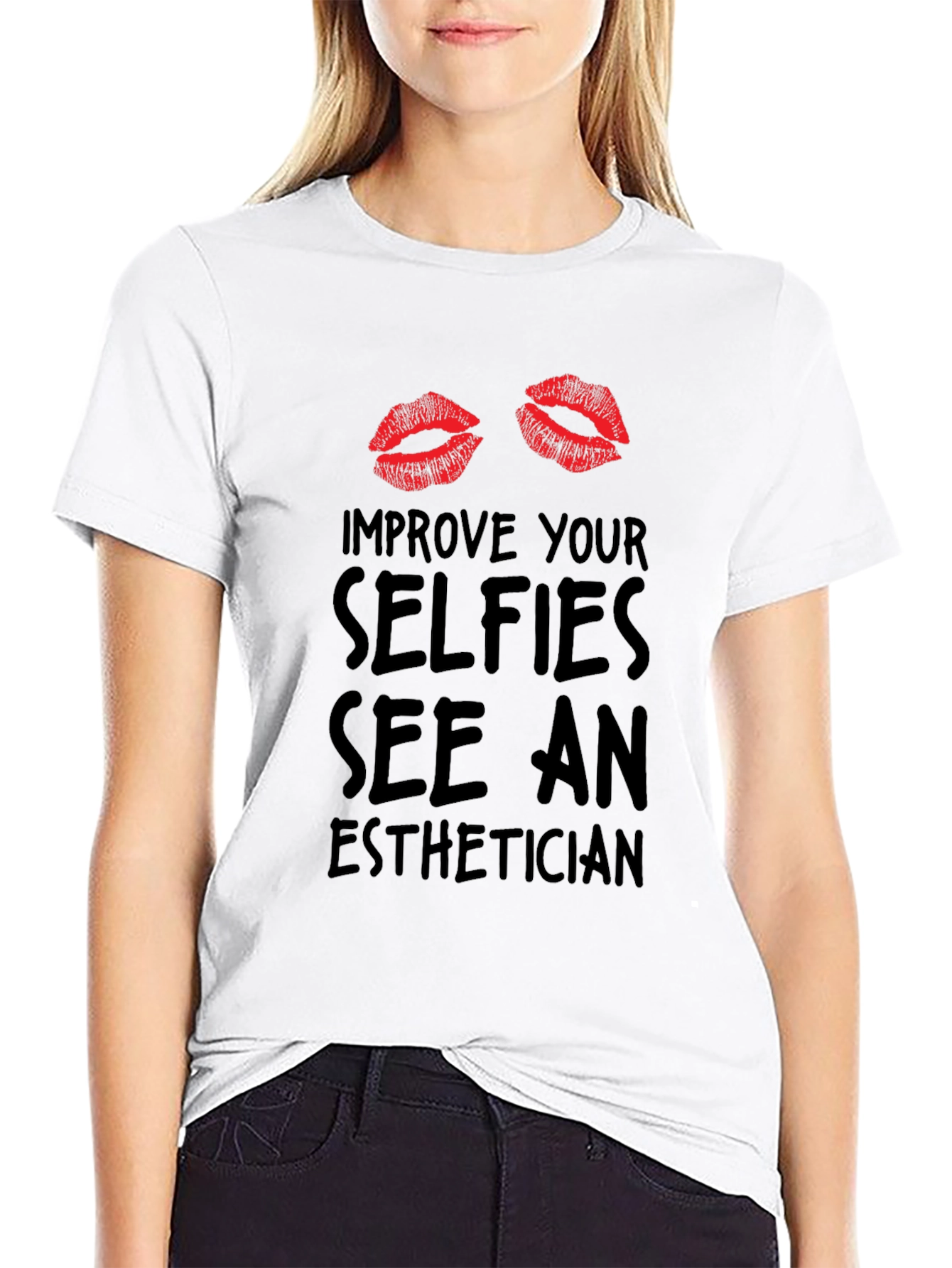 Black Improve Your Selfies Esthetician T-Shirt view 9