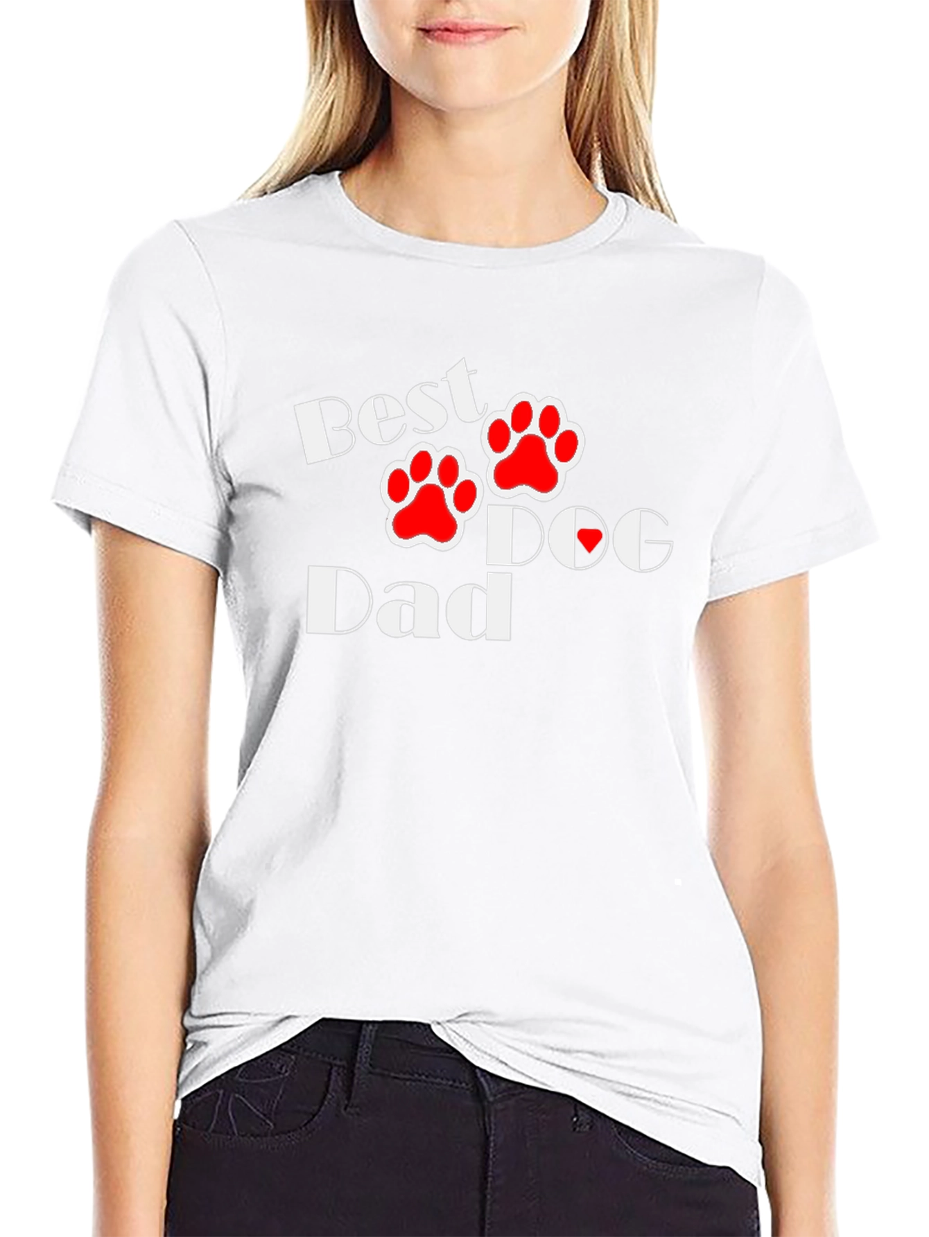 Black Best Dog Dad T-Shirt - Paw Print Design view 9