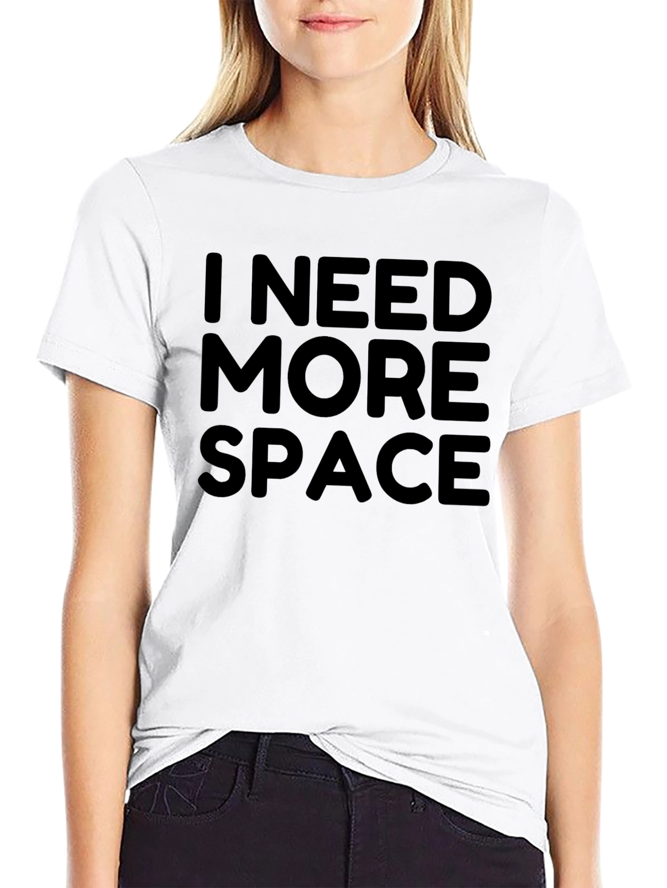 Black I Need More Space Graphic T-Shirt - Black Crew Neck Tee view 9
