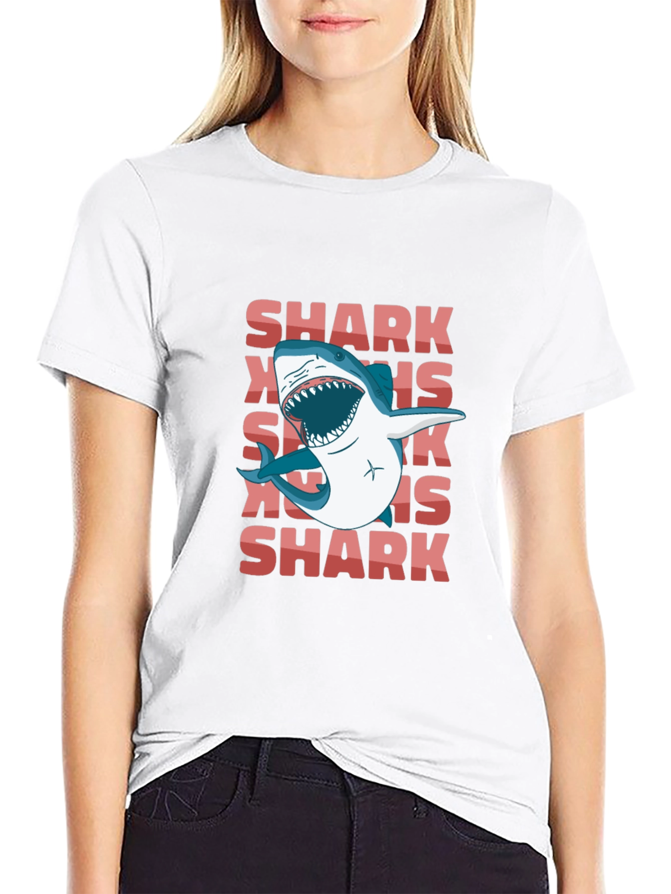 Black Shark Graphic Print Tee - Casual Black T-Shirt view 9