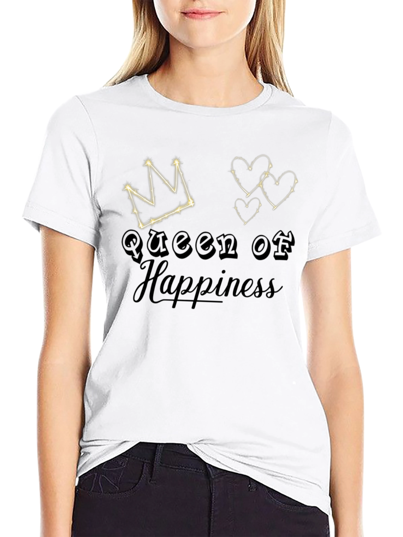 Black Queen of Happiness Black Graphic Tee view 9
