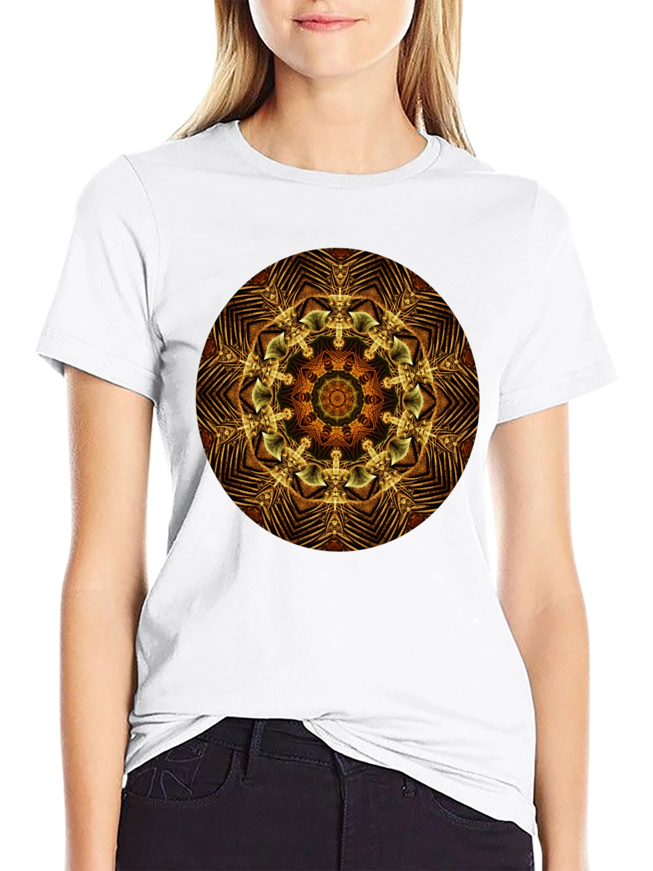 Black Geometric Mandala Graphic Tee - Black view 9
