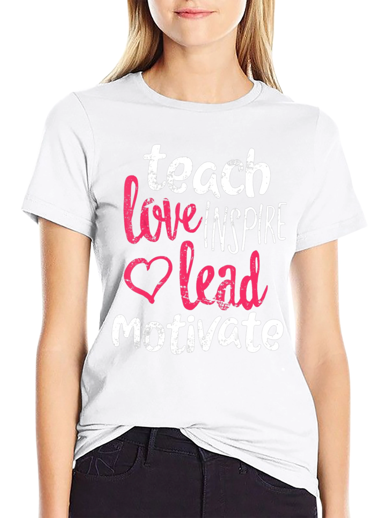 Black Teach Love Inspire Lead Motivate T-Shirt view 9