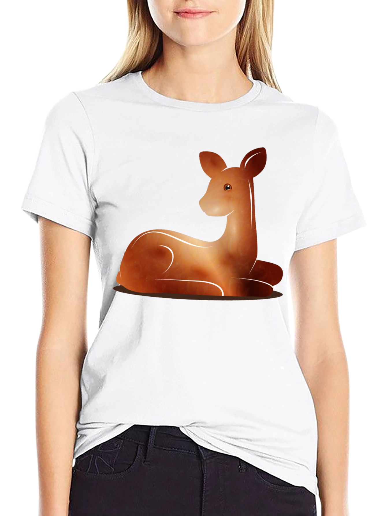 Black Deer Graphic Tee - Black Cotton Blend T-Shirt view 9