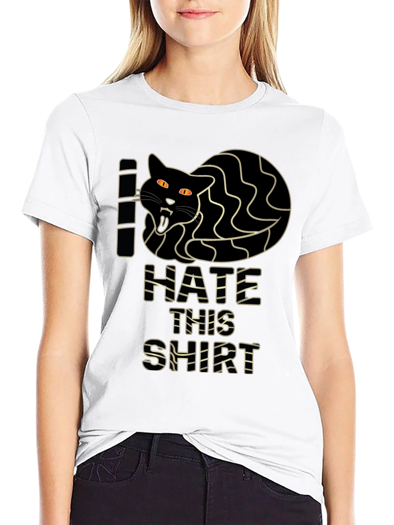 Black I Hate This Shirt - Funny Cat Graphic Tee view 9