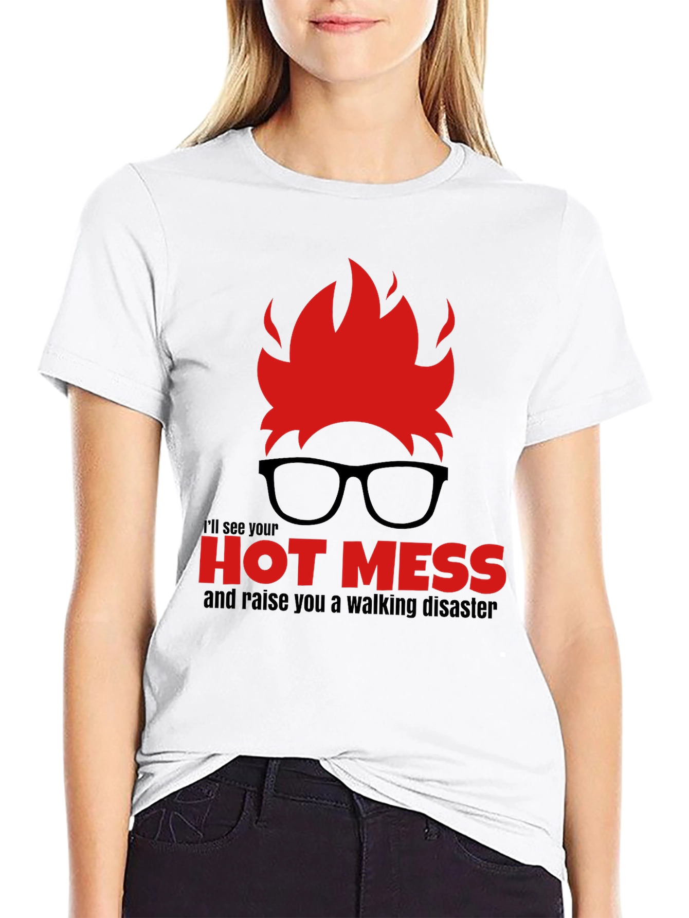 Black Hot Mess Walking Disaster T-Shirt - Novelty Graphic Tee view 9