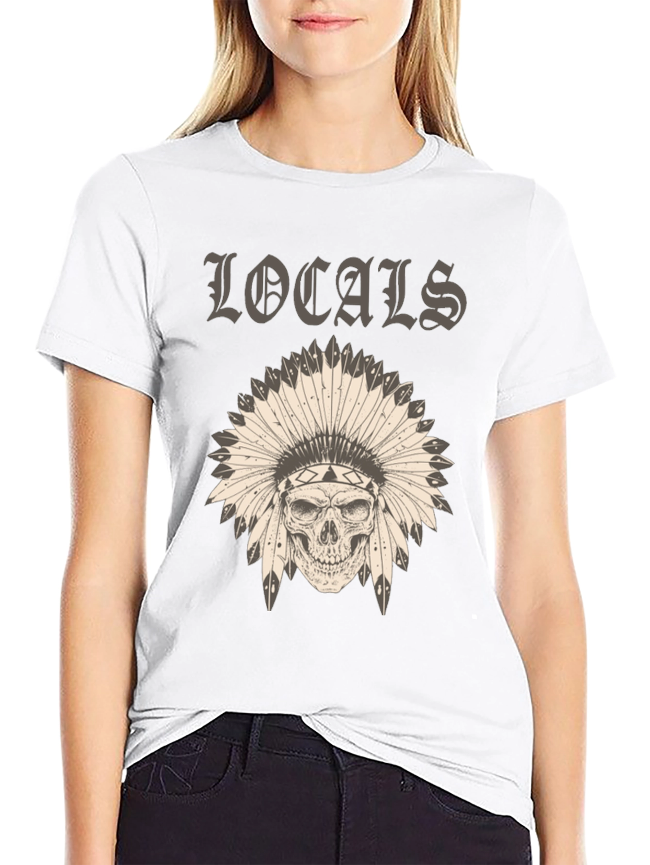 Black Locals Headdress Skull Graphic Tee - Unique Design view 9
