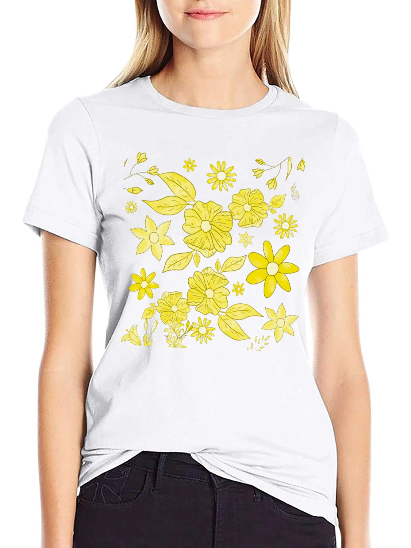 Floral Print Black T-Shirt - 9