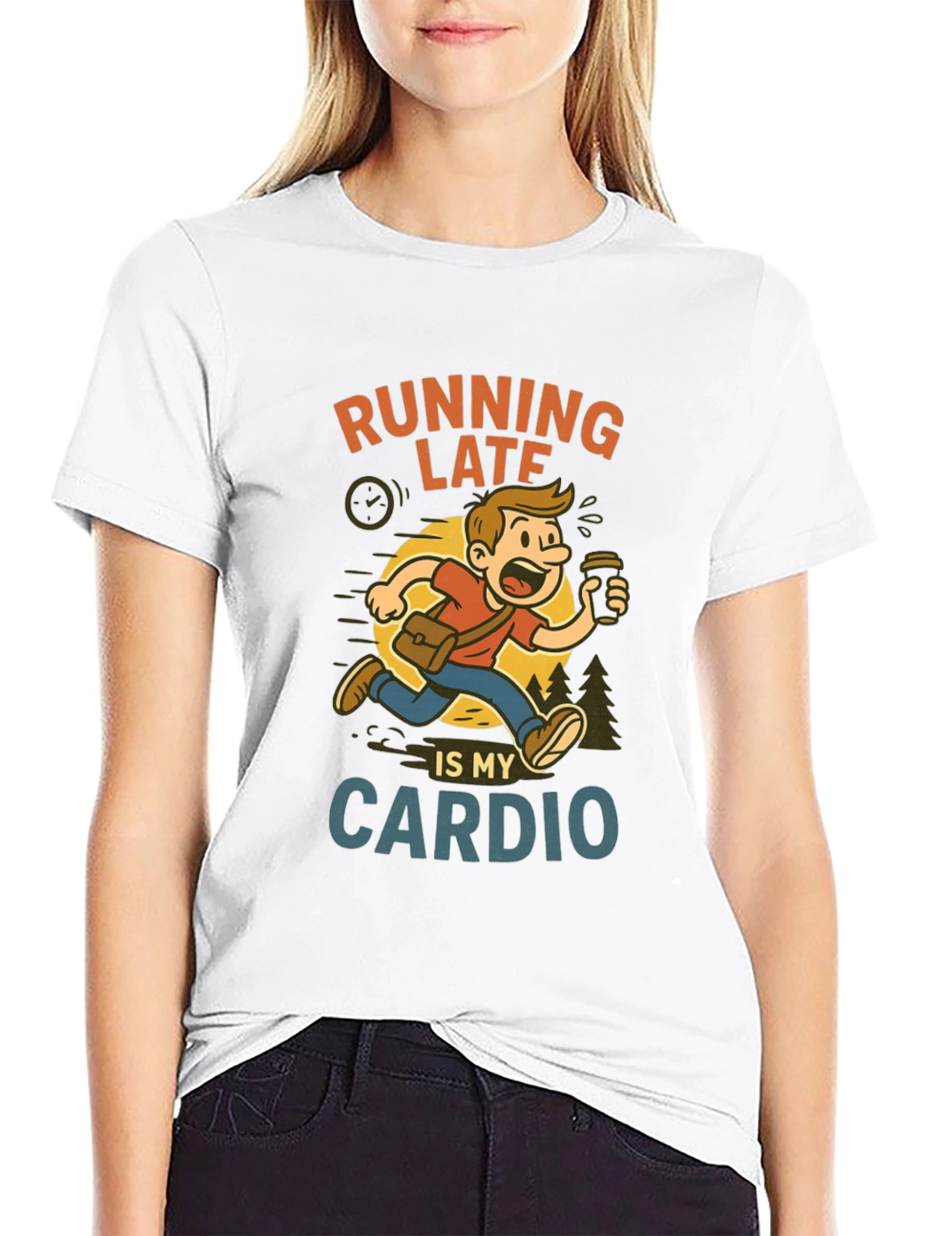 Black Running Late Cardio Graphic Tee view 9