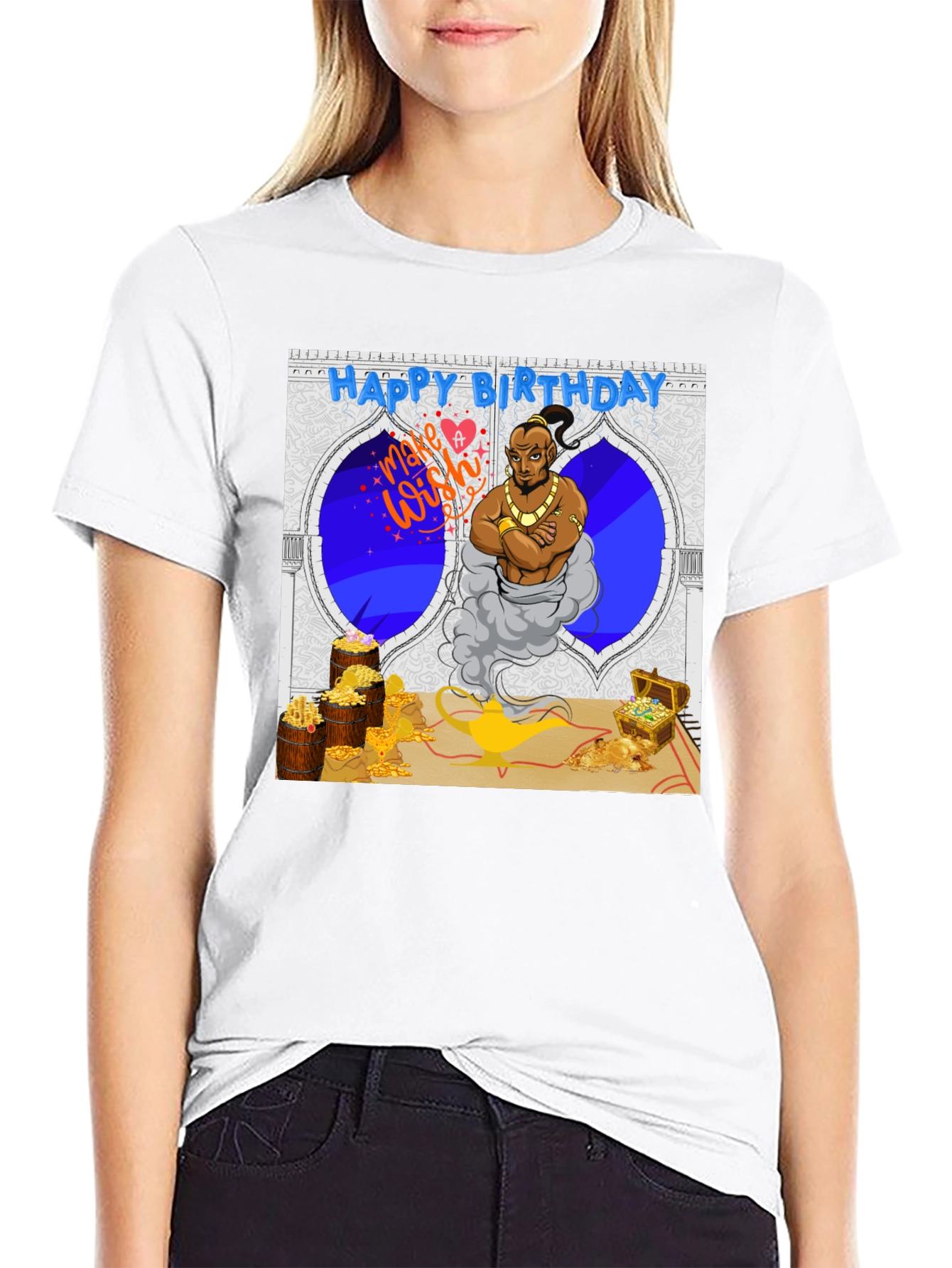Black Genie Birthday T-Shirt: Make a Wish! view 9