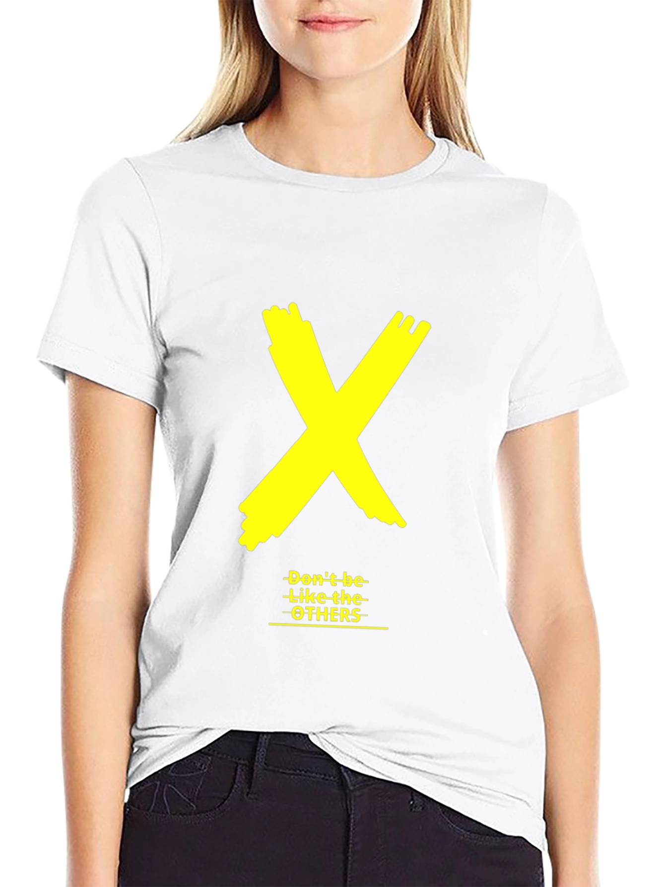 Black Bold Yellow X Graphic Black Tee - "Don't be like the OTHERS" view 9