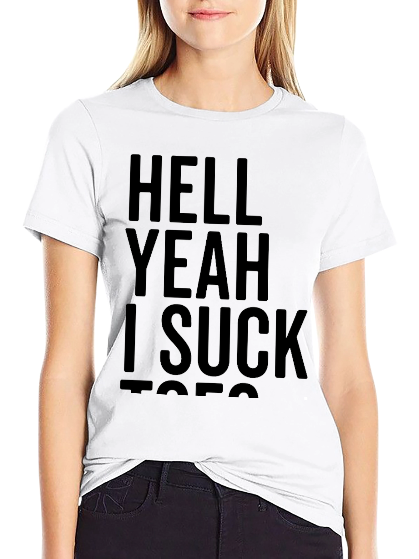 Black Funny Graphic T-Shirt - Hell Yeah I Suck Toes view 9