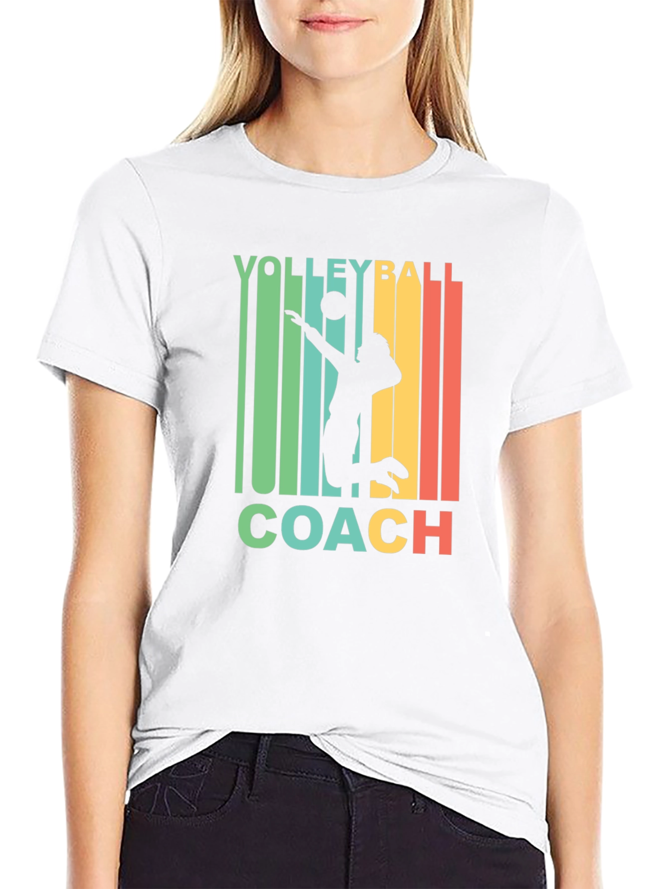 Black Volleyball Coach Retro T-Shirt  view 9