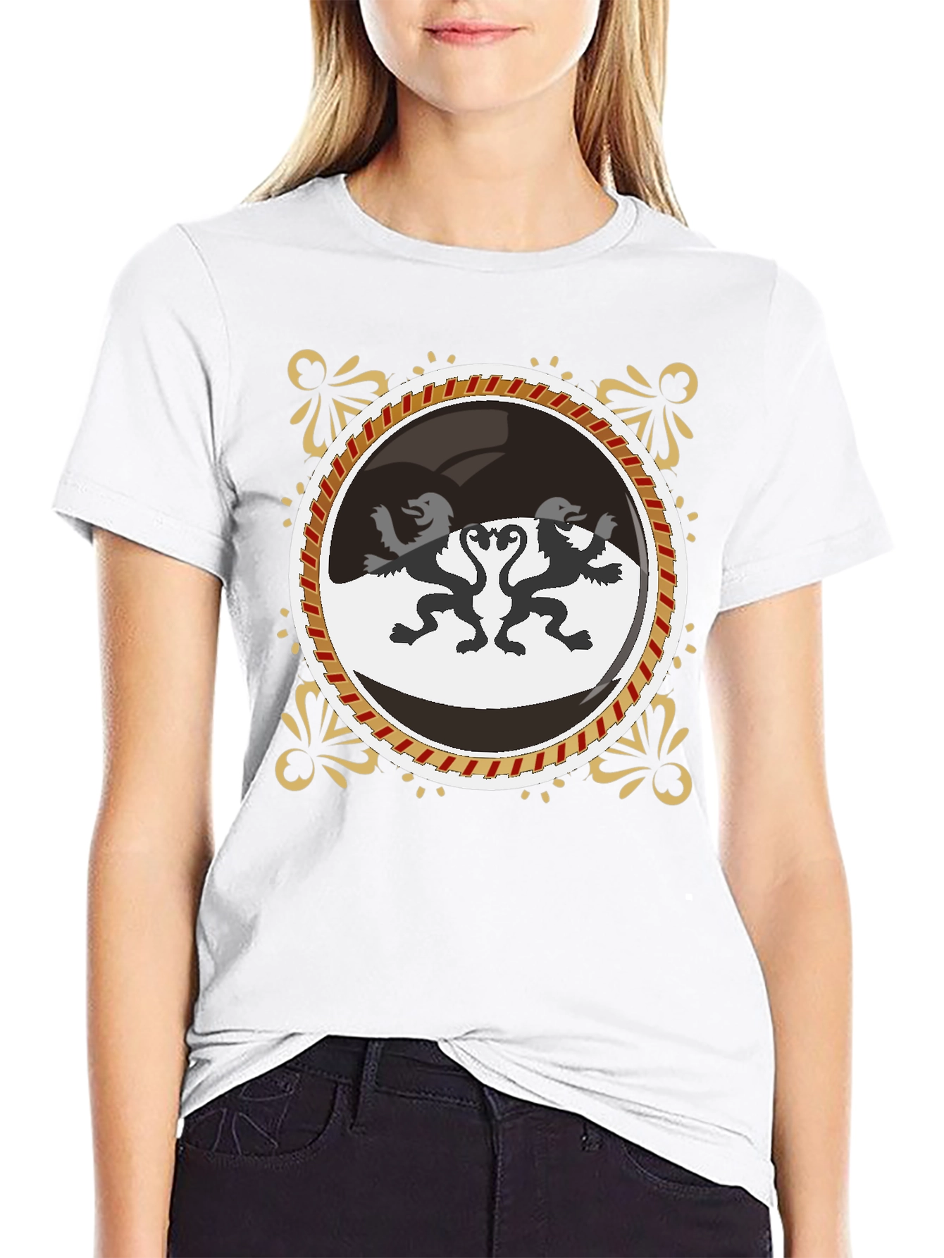 Black Lion Crest Graphic Black Tee view 9