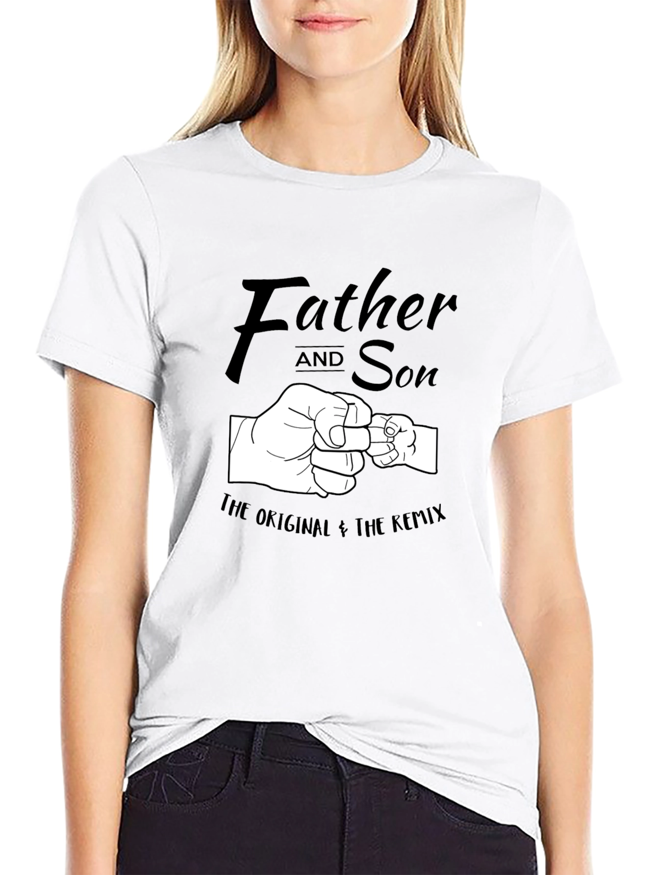 Black Father and Son Matching Fist Bump T-Shirt view 9