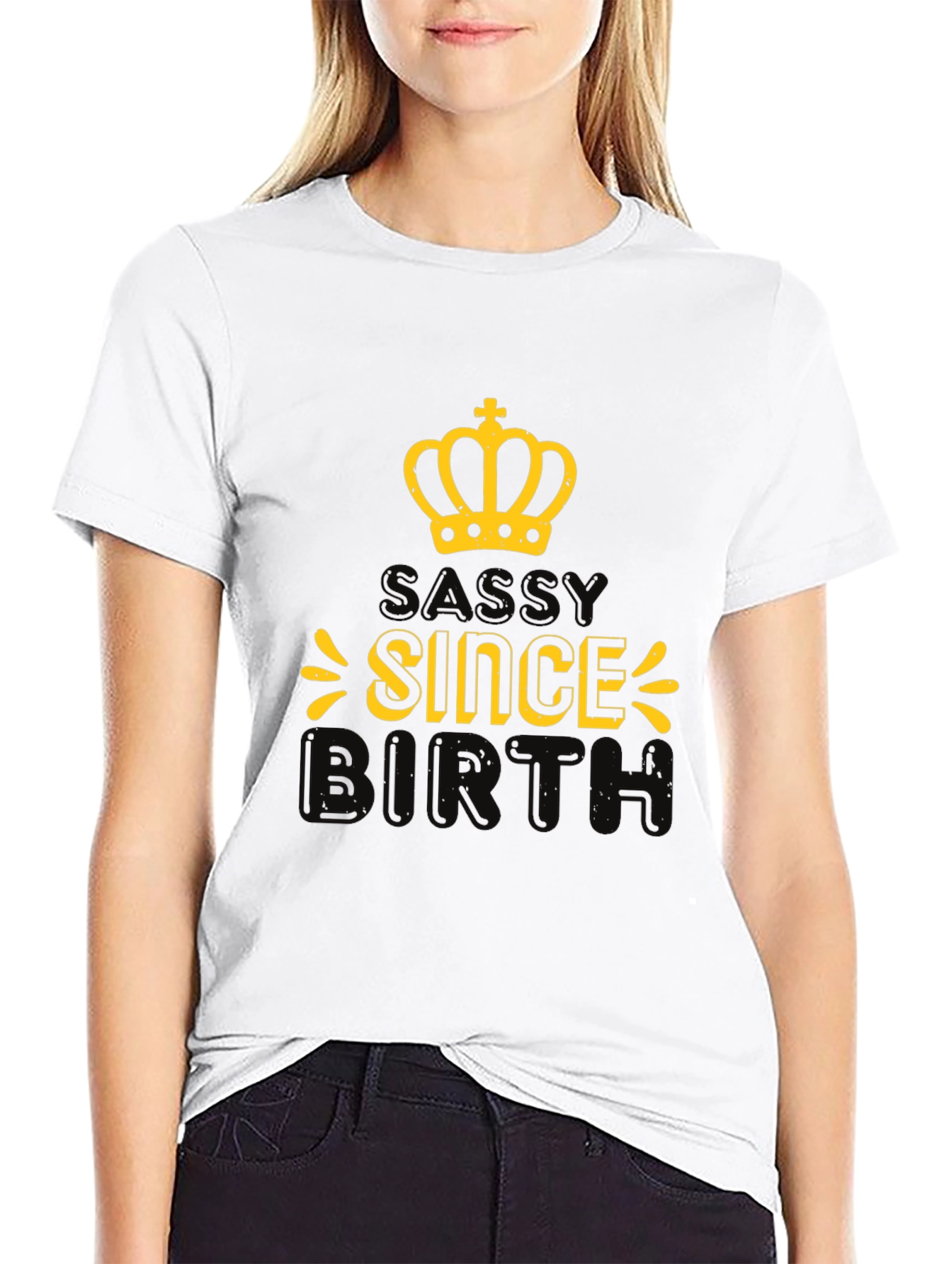 Black Sassy Since Birth Black Graphic Tee view 9