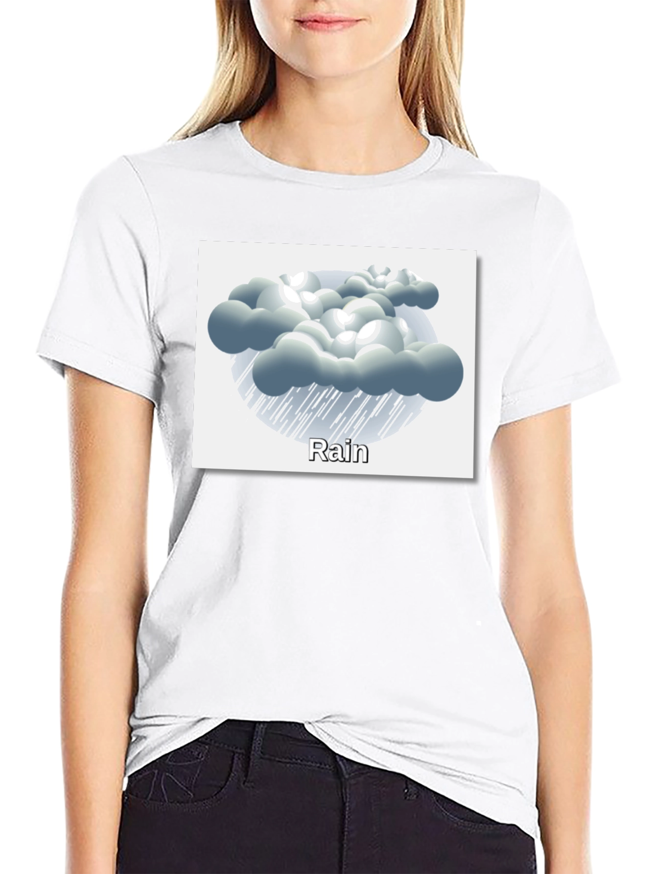 Black Rain Cloud Graphic Tee - Weather Theme Shirt view 9