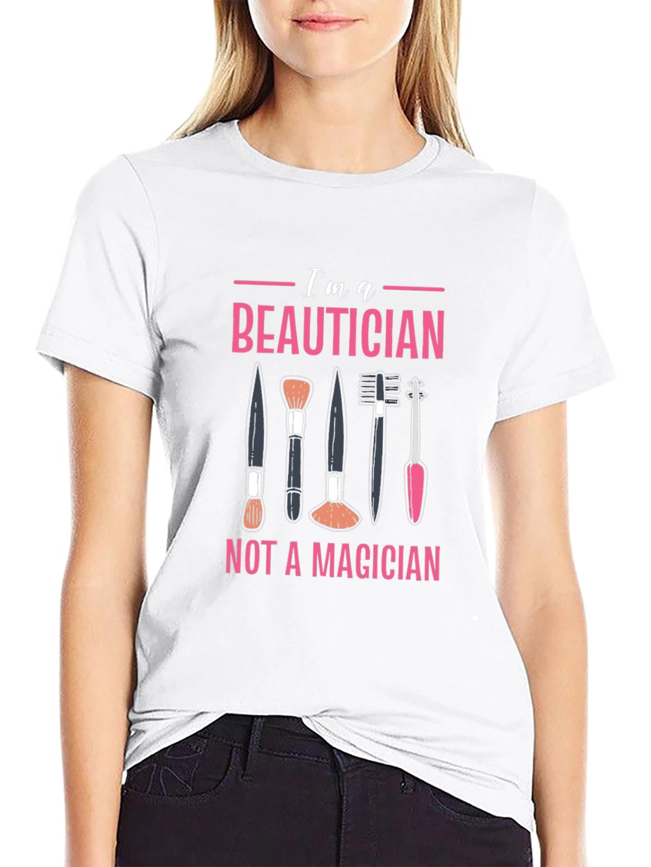 Black Beautician T-Shirt - "Not a Magician" Funny Graphic Tee view 9