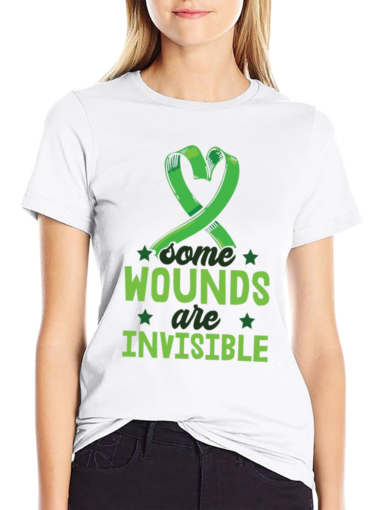 Black Invisible Wounds Awareness Tee view 9