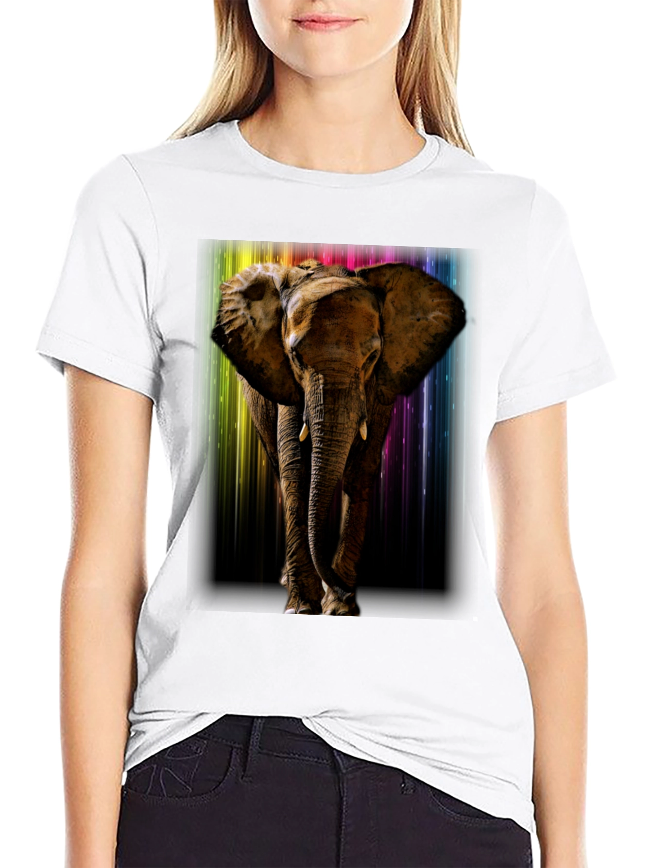Black Elephant Rainbow T-Shirt - Men's Black Tee view 9