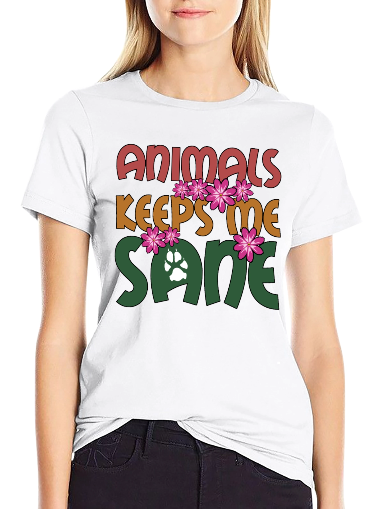 Black Animals Keep Me Sane Graphic Tee view 9