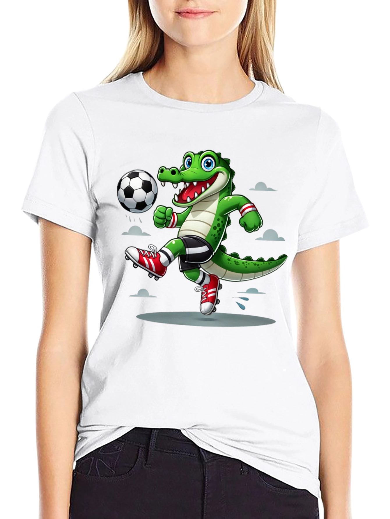 Black Alligator Soccer T-Shirt - Cool Sports Graphic Tee view 9