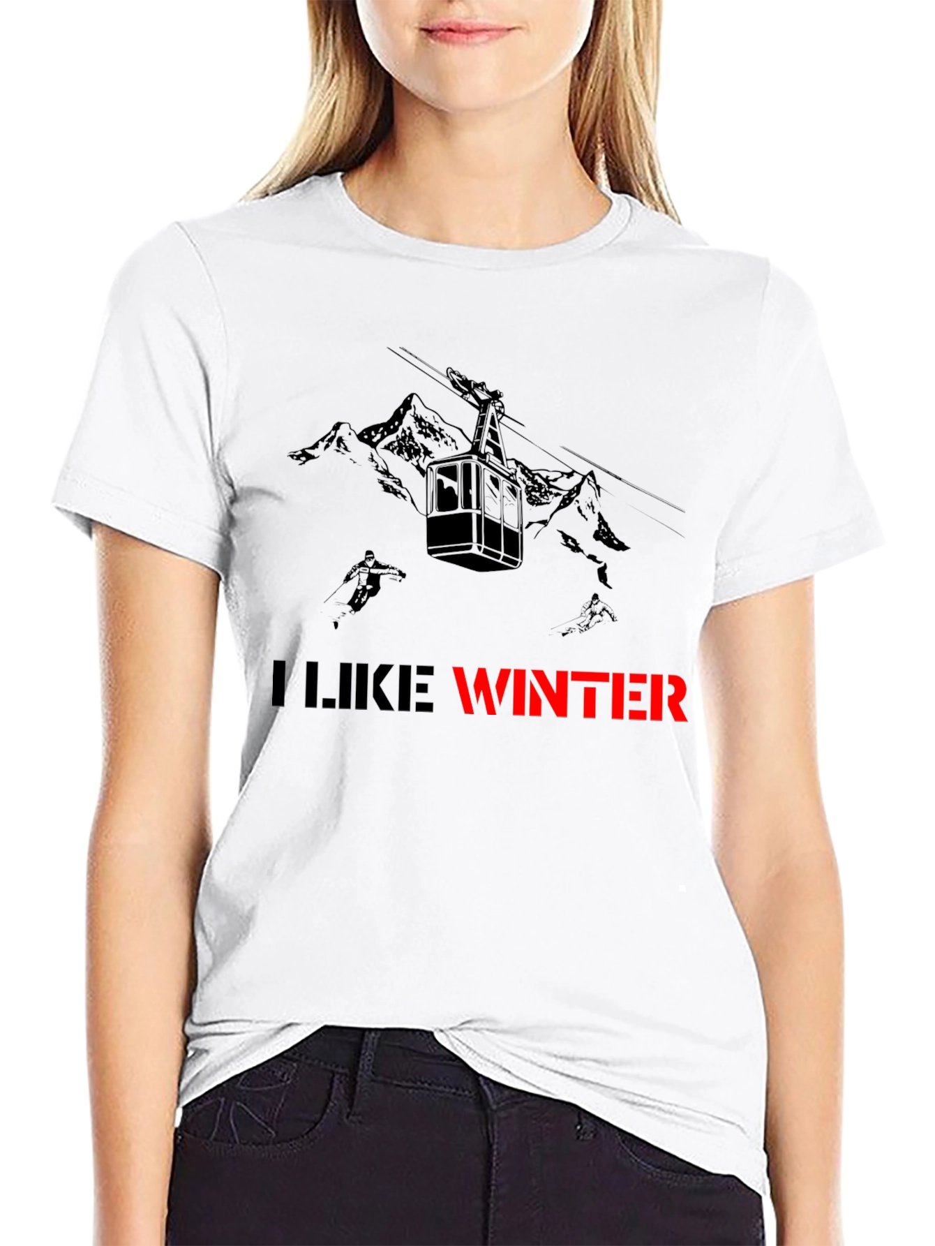 Black I Like Winter Graphic Tee - Black view 9