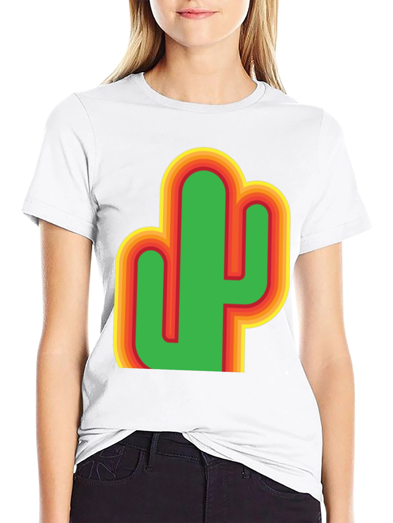 Black Retro Cactus Graphic T-Shirt view 9