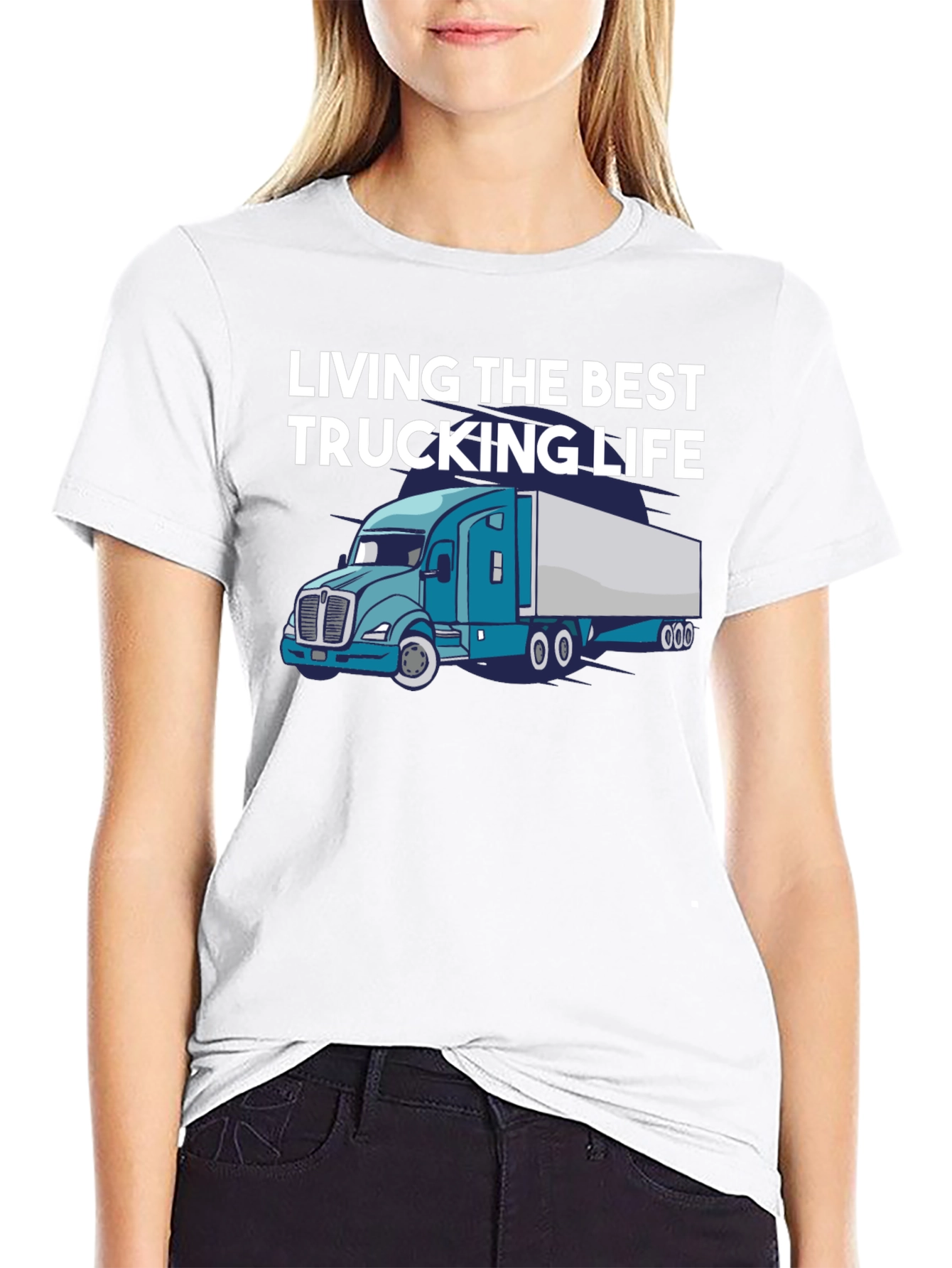 Black Living the Best Trucking Life Tee view 9
