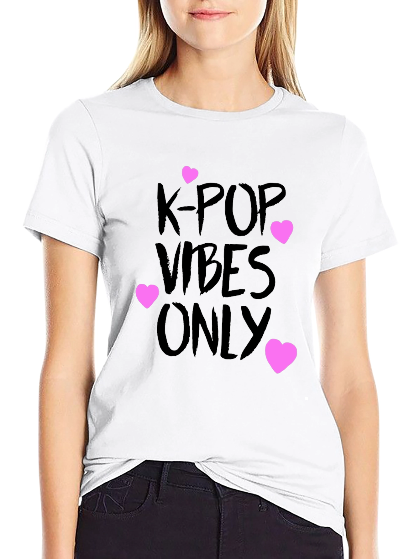 Black K-Pop Vibes Only Graphic Tee - Black view 9