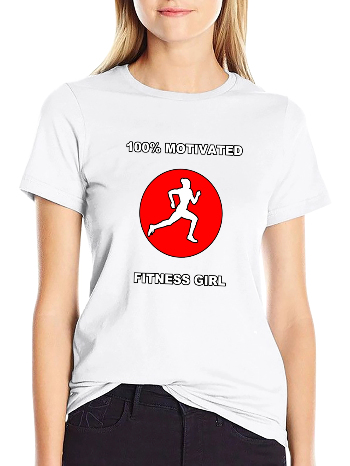 Black Motivated Fitness Girl Black T-Shirt view 9