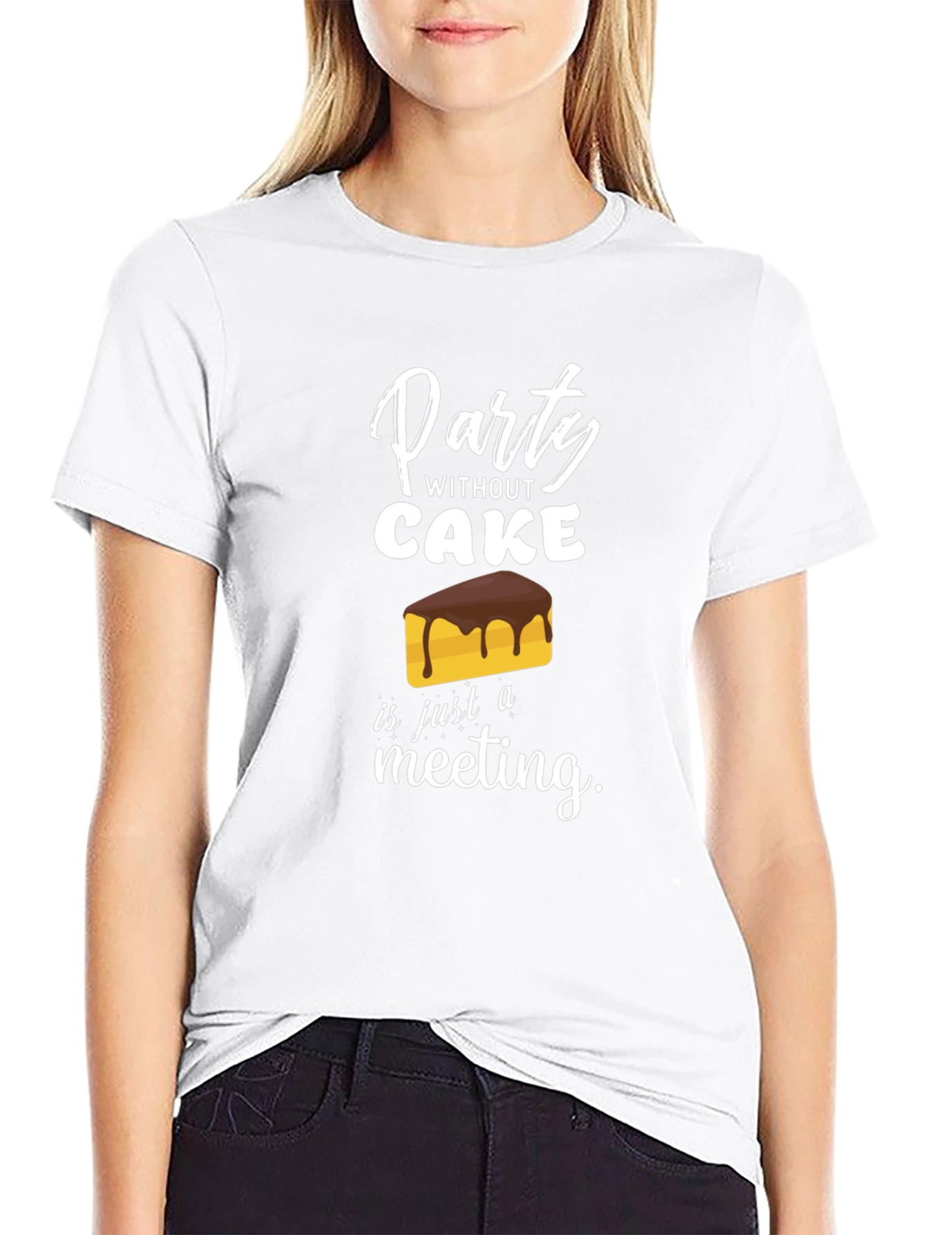 Black Party Without Cake T-Shirt Funny Foodie Tee view 9