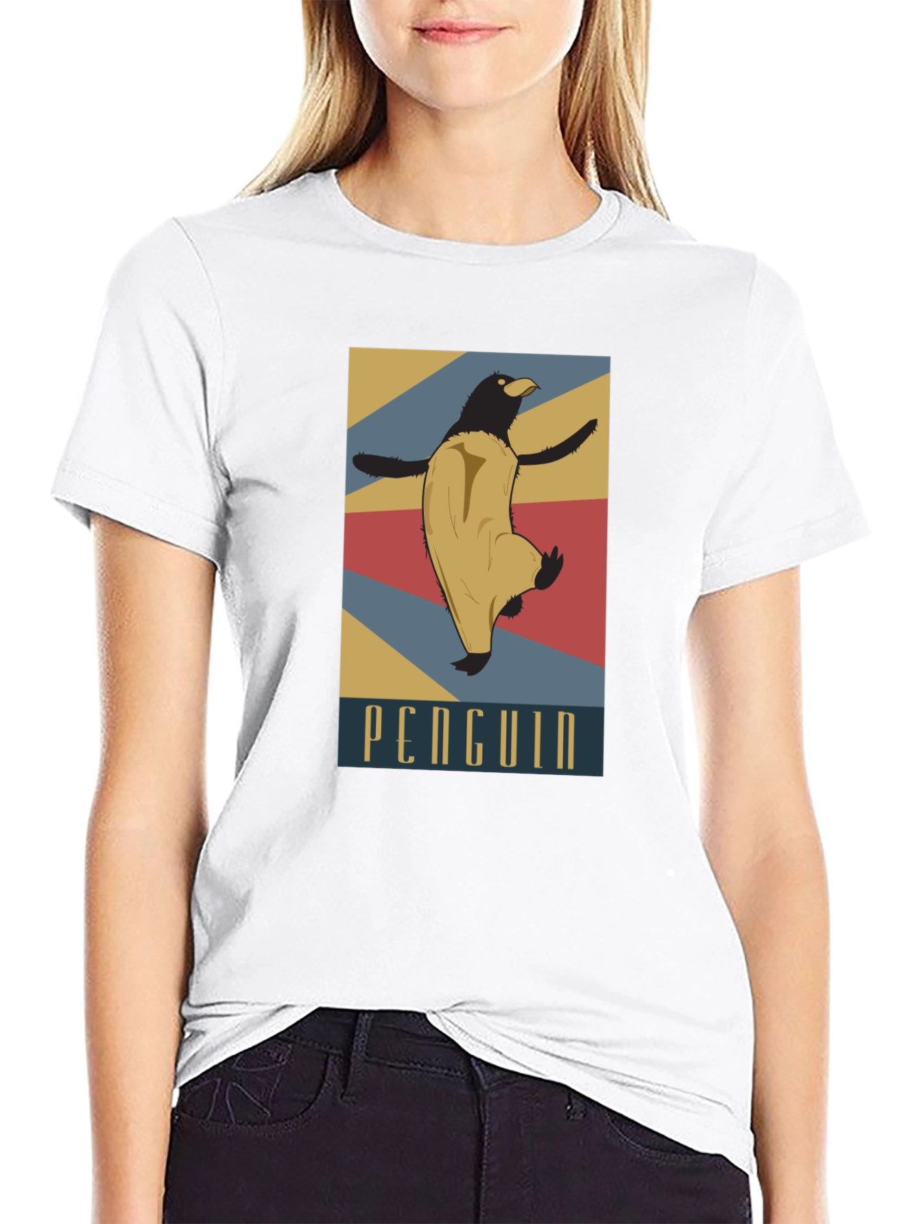 Black Retro Penguin Graphic Tee view 9