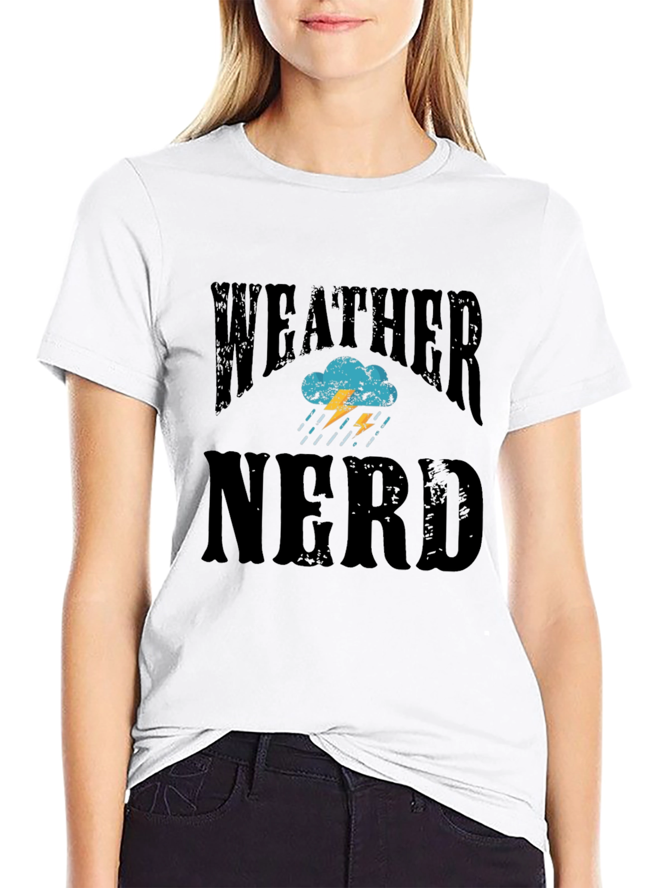 Black Weather Nerd T-Shirt - Black Cotton Tee view 9