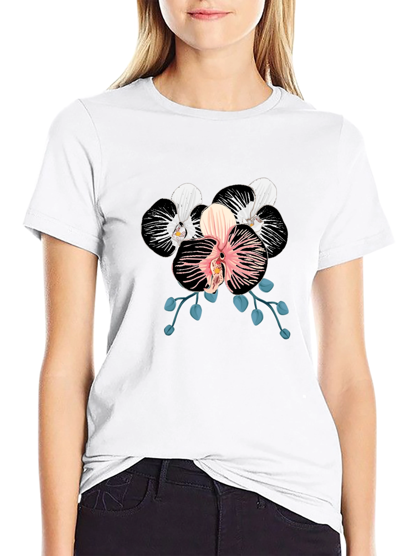 Black Orchid Graphic Print Black T-Shirt view 9