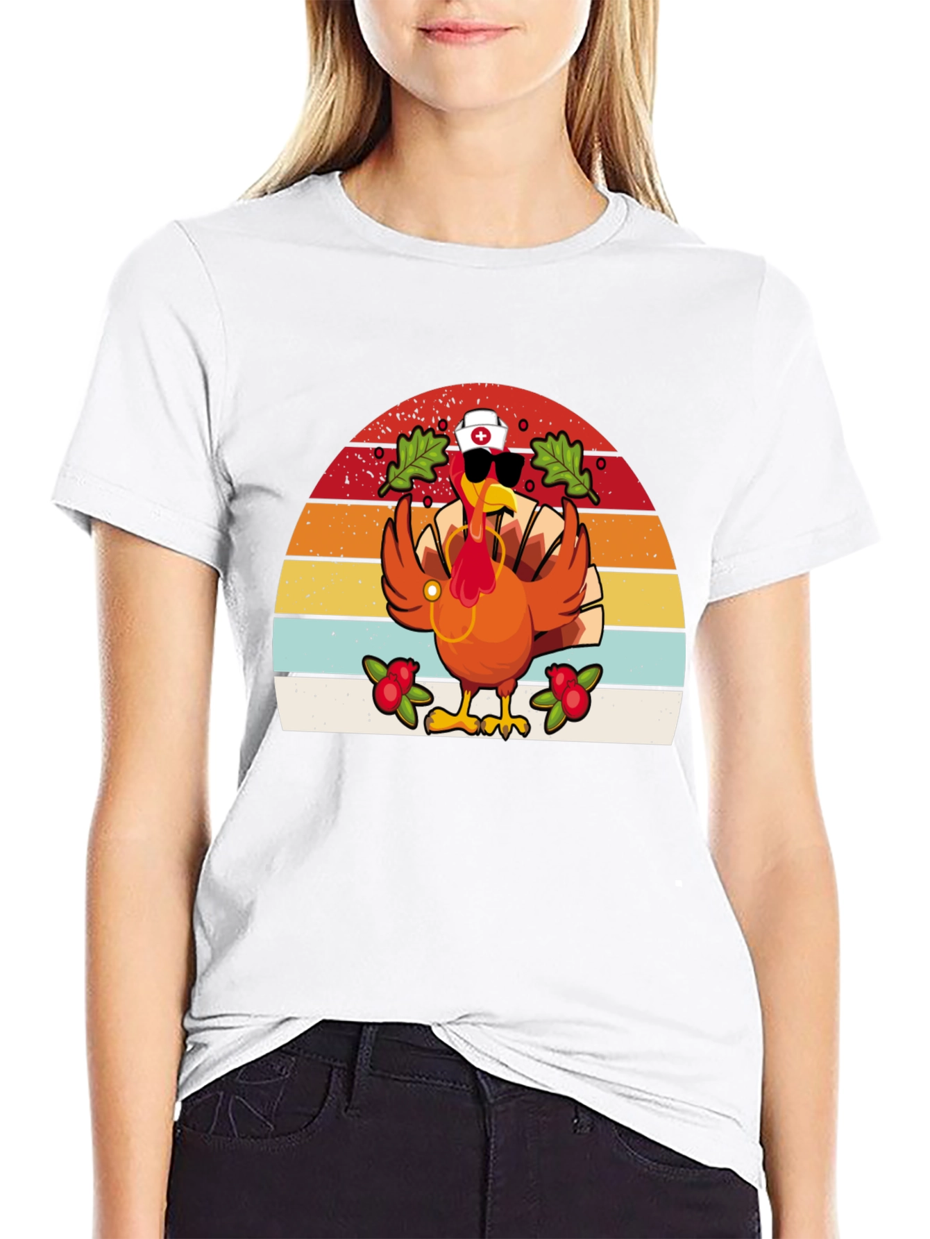 Black Thanksgiving Nurse Turkey T-Shirt view 9