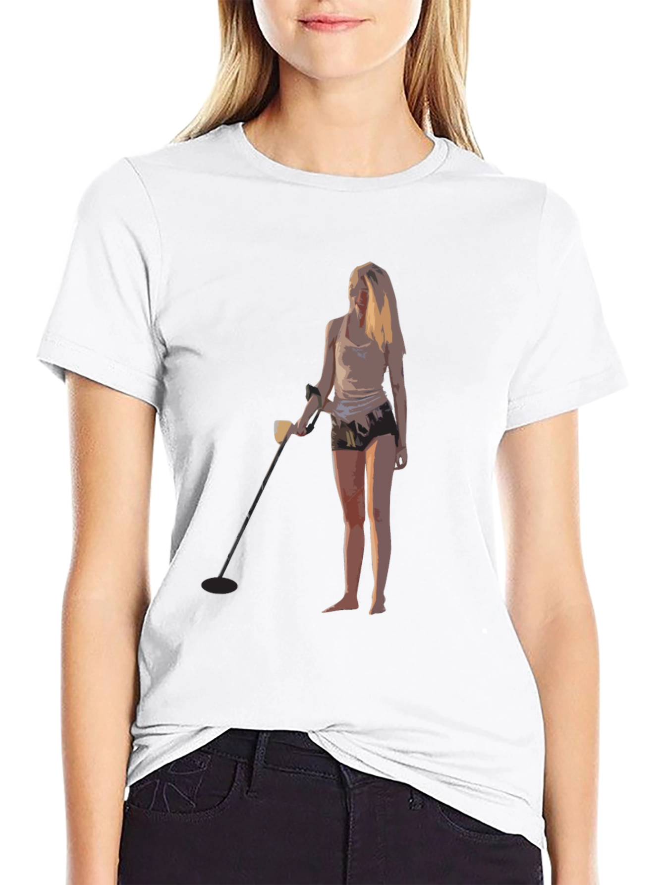 Black Metal Detecting Girl Graphic T-Shirt - Black view 9