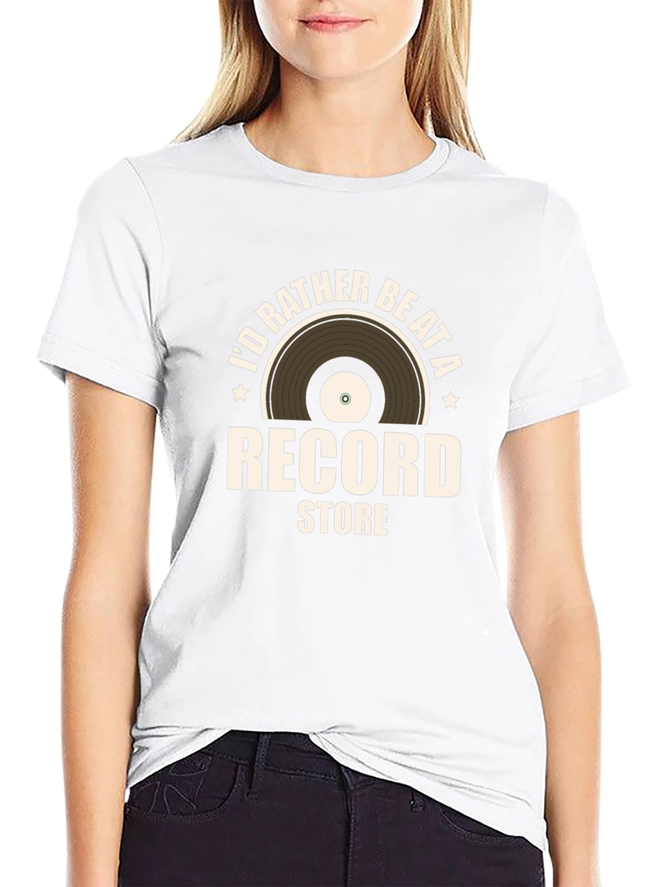 Black I'd Rather Be At a Record Store Graphic Tee view 9