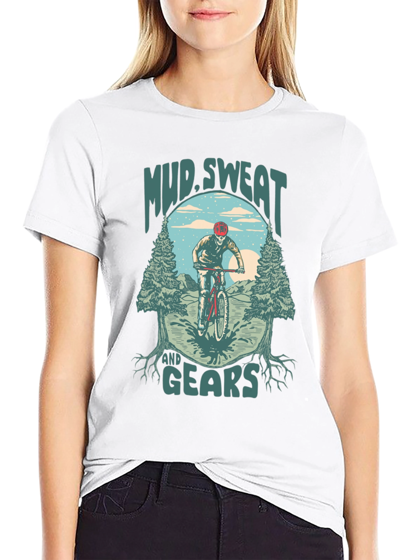 Black Mud Sweat and Gears Mountain Bike Graphic T-Shirt view 9