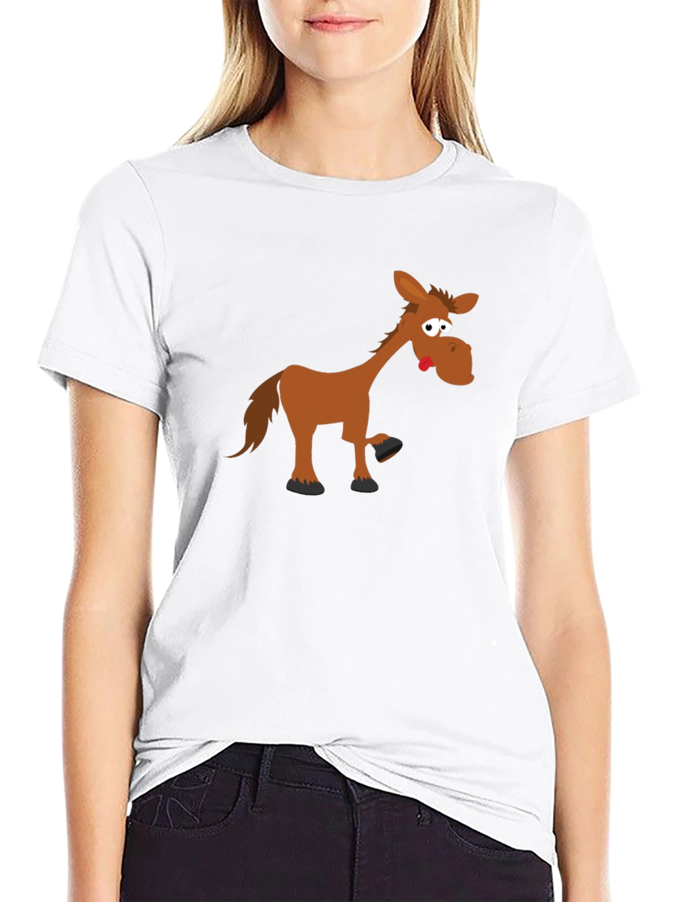 Black Funny Horse Graphic Tee - Black Cotton T-Shirt view 9