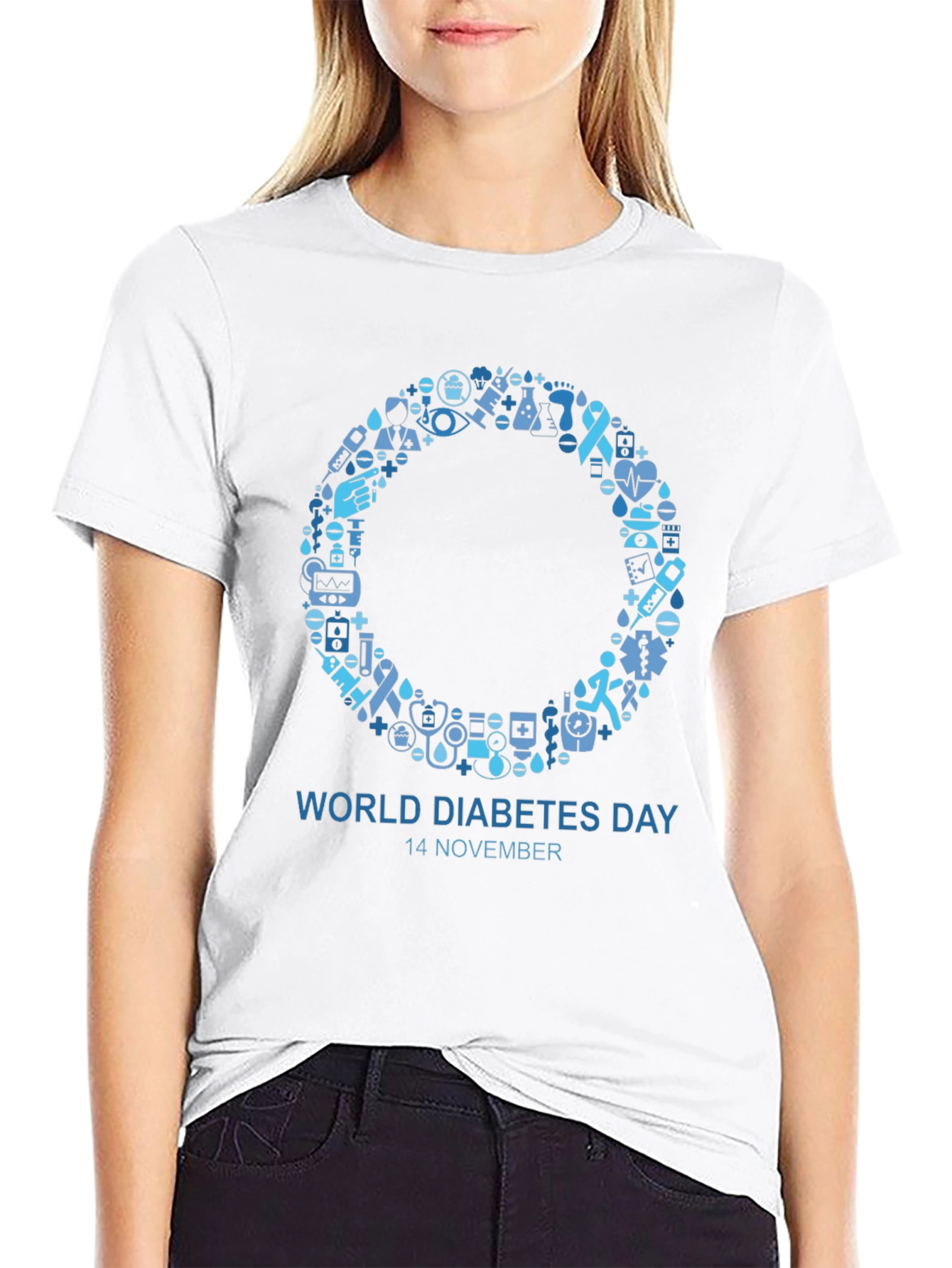 Black World Diabetes Day Awareness T-Shirt view 9