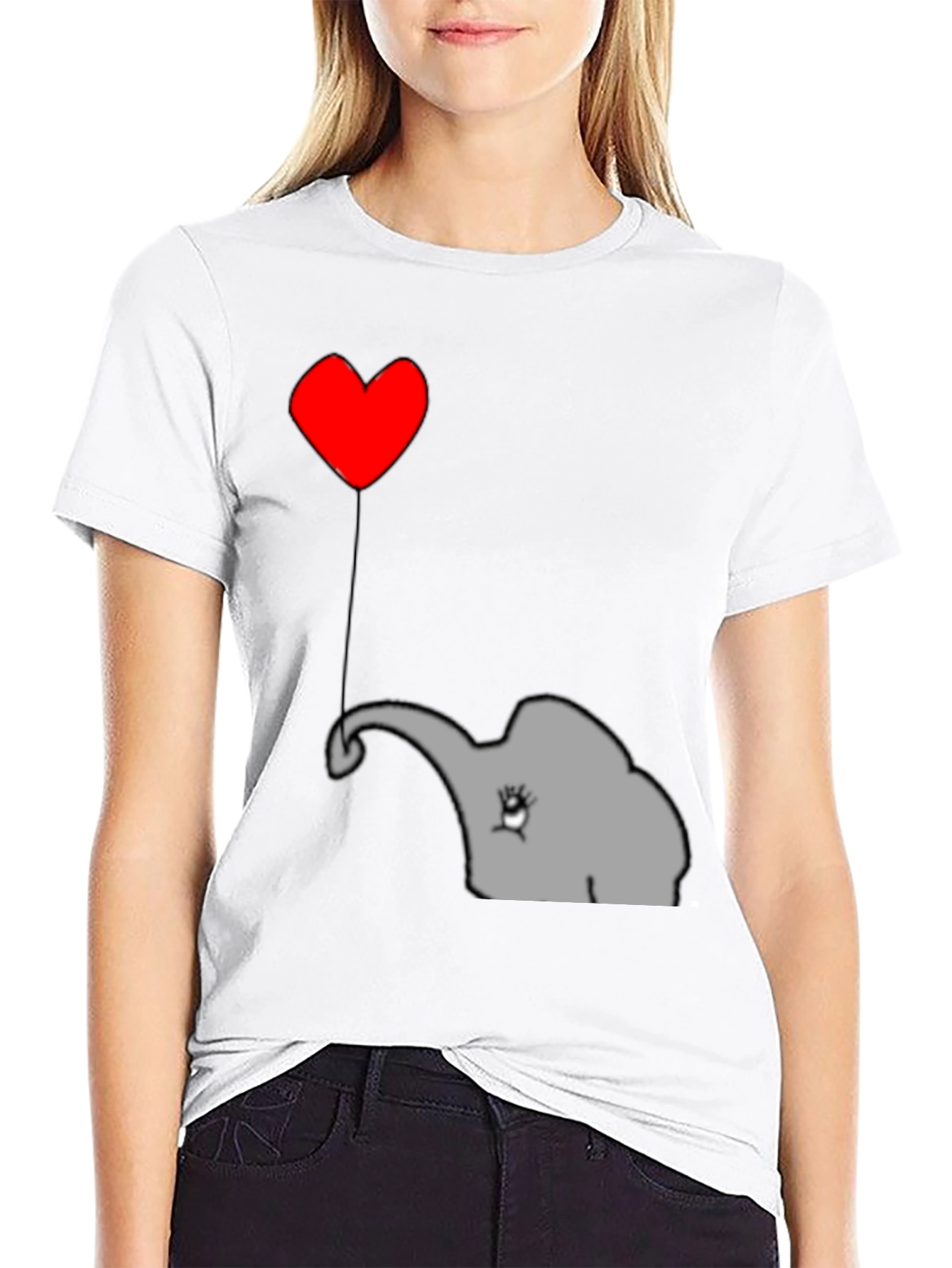 Black Elephant Heart Balloon T-Shirt - Cute Animal Tee view 9