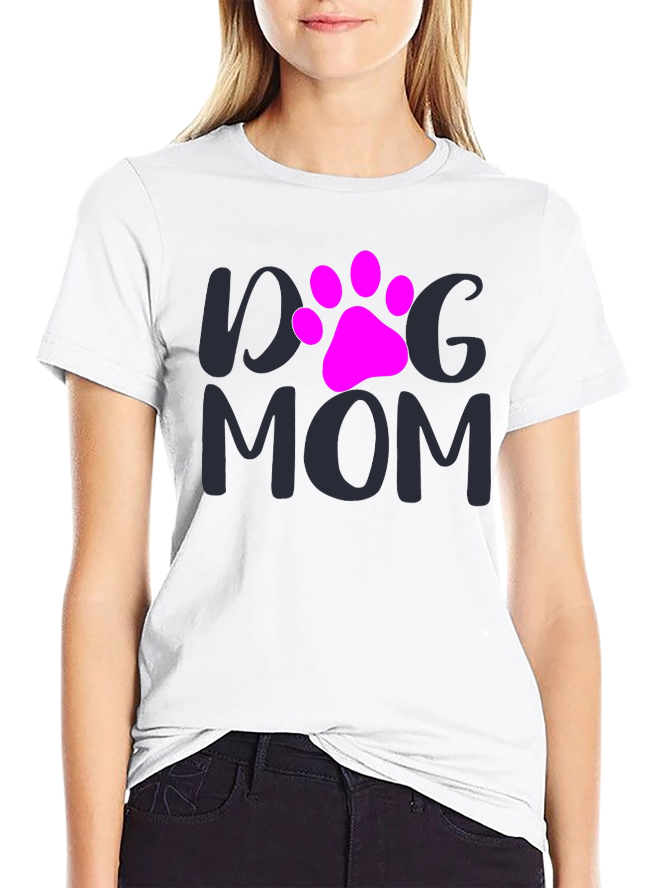 Black Dog Mom T-Shirt - Paw Print Graphic Tee view 9