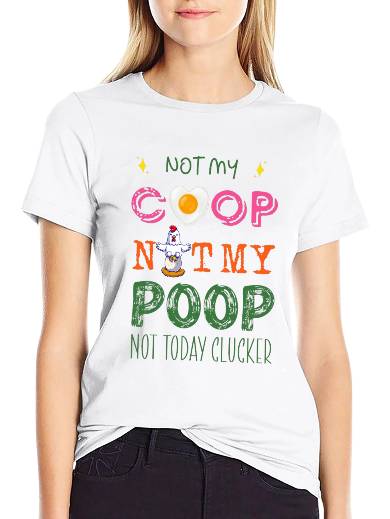 Black Funny Chicken T-Shirt - Not My Coop, Not My Poop view 9