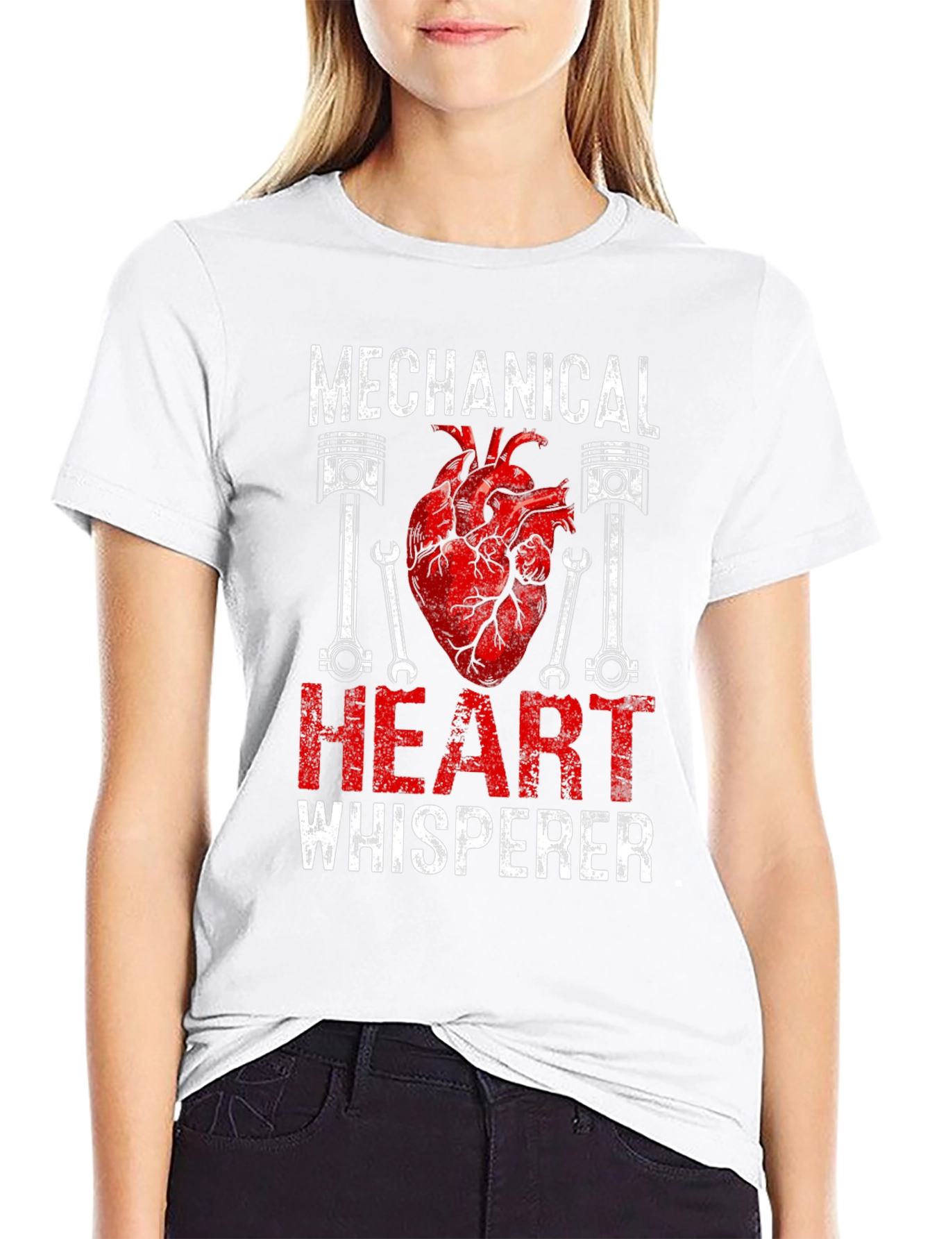 Black Mechanical Heart Whisperer Graphic T-Shirt view 9