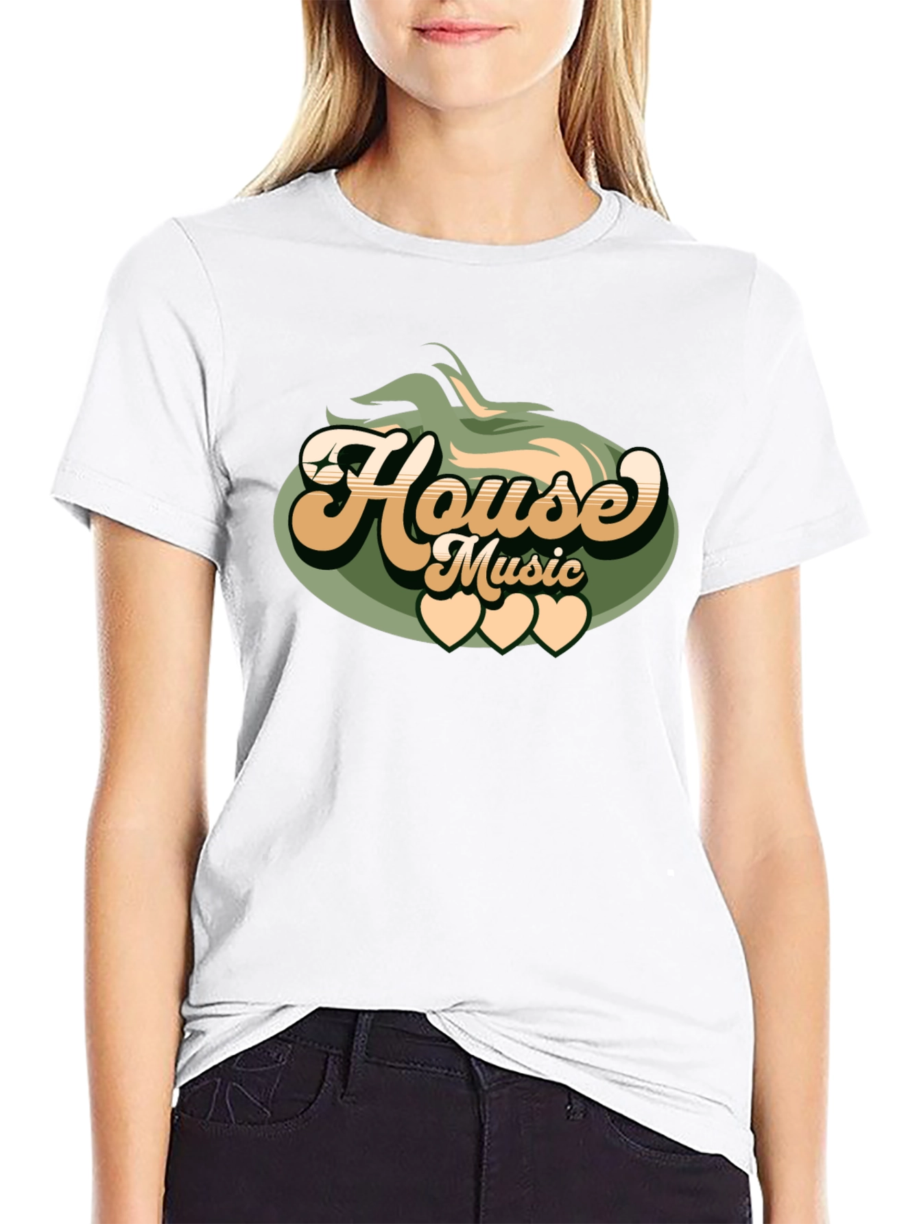Black Retro House Music Graphic T-Shirt view 9