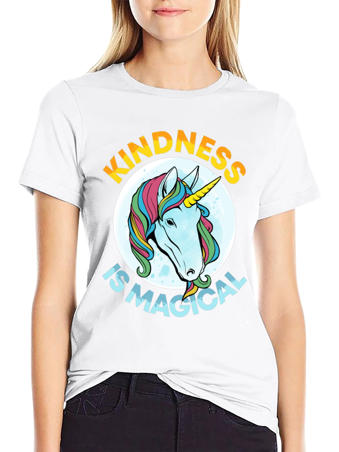 Black Kindness is Magical Unicorn Graphic Tee - Black view 9