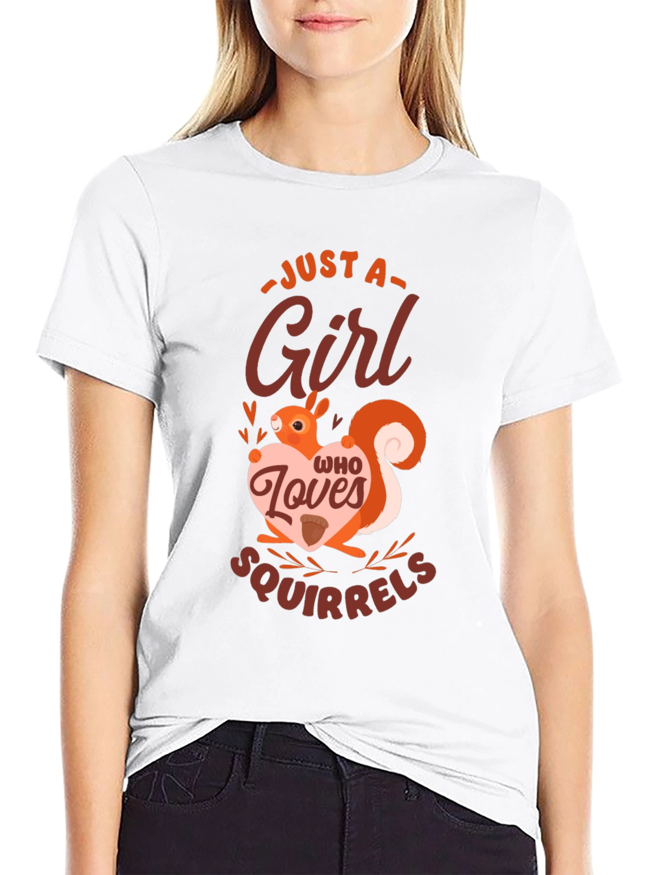 Black Just a Girl Who Loves Squirrels Graphic Tee view 9