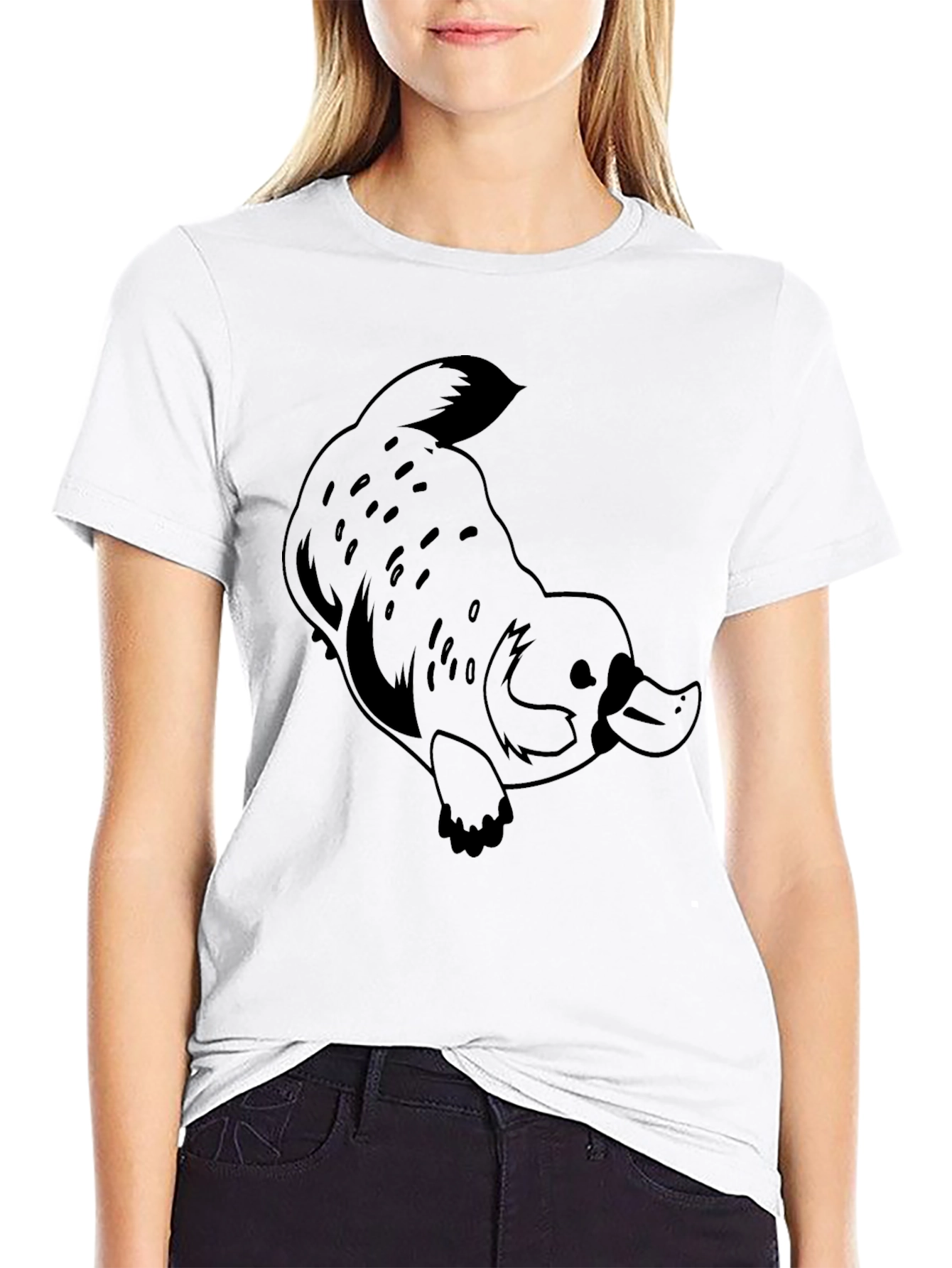 Black Black Platypus Graphic T-Shirt - Men's Casual Tee view 9