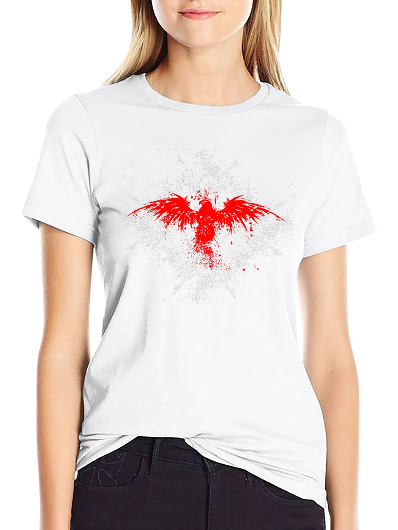 Black Red Eagle Graphic Black T-Shirt view 9
